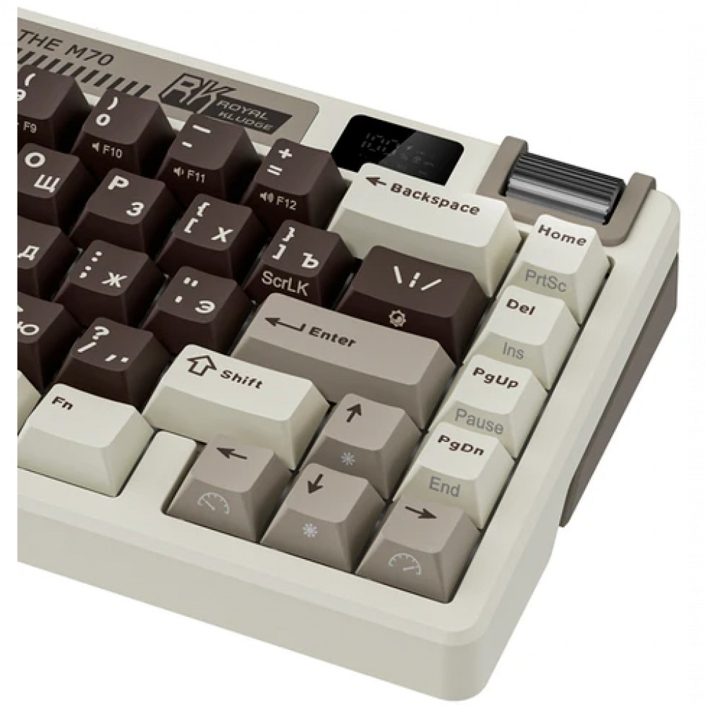 Клавиатура Royal Kludge M70 Mokko Grey (Cream Switch) 6935280827112 Беспроводная, Bluetooth - миниатюра 8