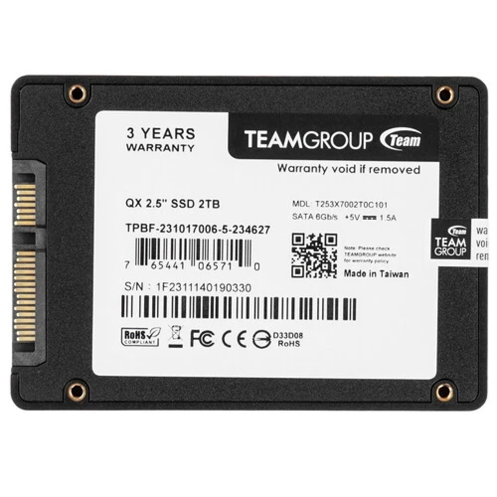 Жесткий диск Team Group QX T253X7002T0C101 SSD (твердотельные), 2 ТБ, 2.5 дюйма, SATA - миниатюра 2