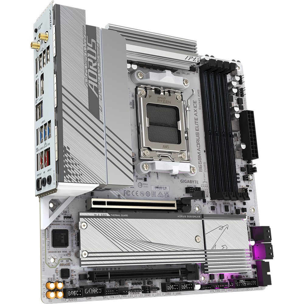 Материнская плата Gigabyte B650M AORUS ELITE AX ICE Micro-ATX, AMD AM5 — фото товара