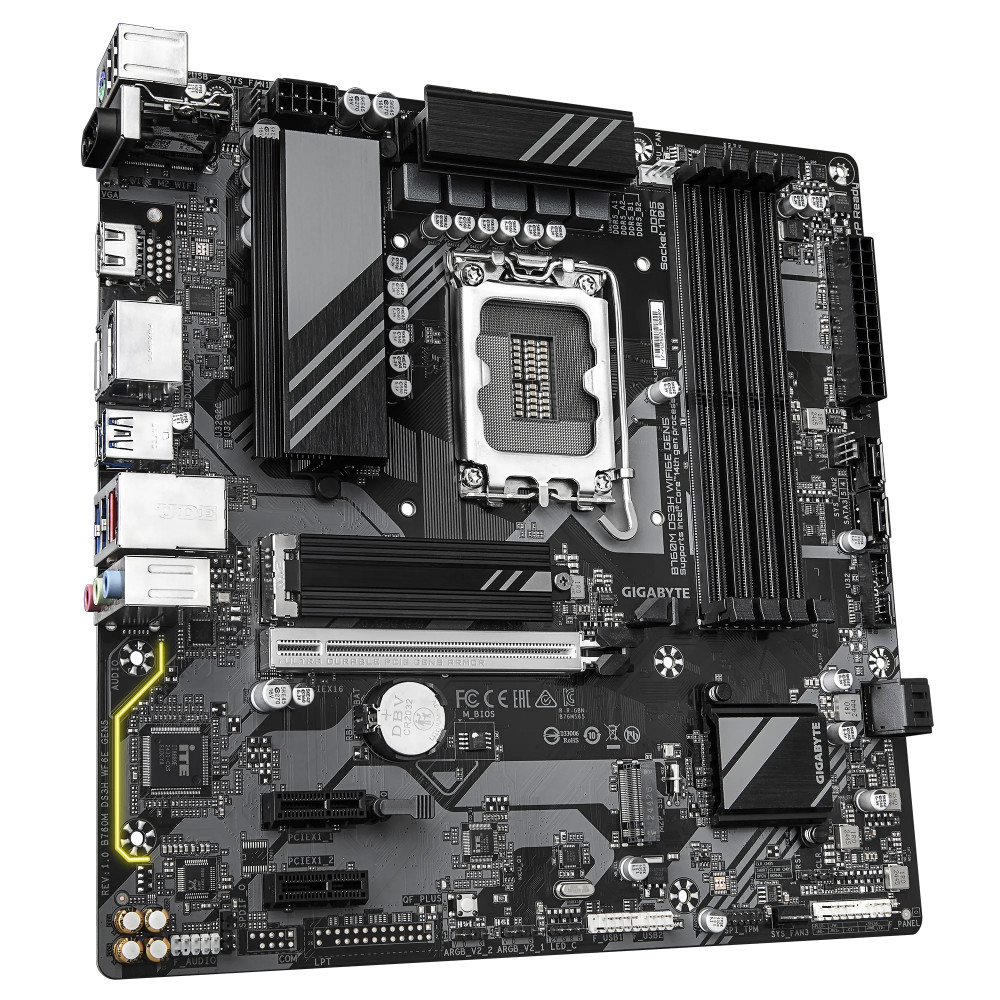 Материнская плата Gigabyte B760M DS3H WIFI6E GEN5 B760M DS3H WF6E GEN5 Micro-ATX, LGA 1700 - миниатюра 2