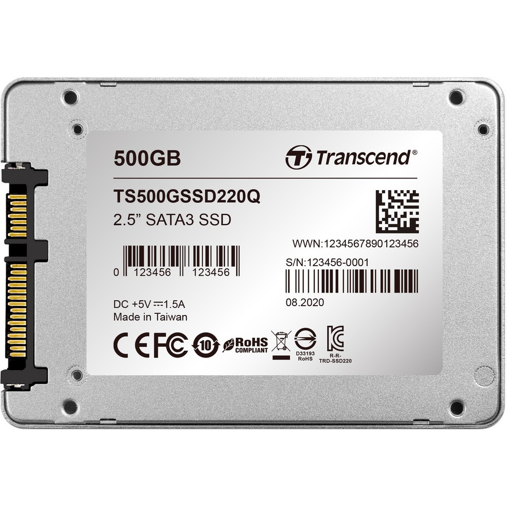 Жесткий диск Transcend SSD220Q TS500GSSD220Q SSD (твердотельные), 500 ГБ, 2.5 дюйма, SATA - миниатюра 6