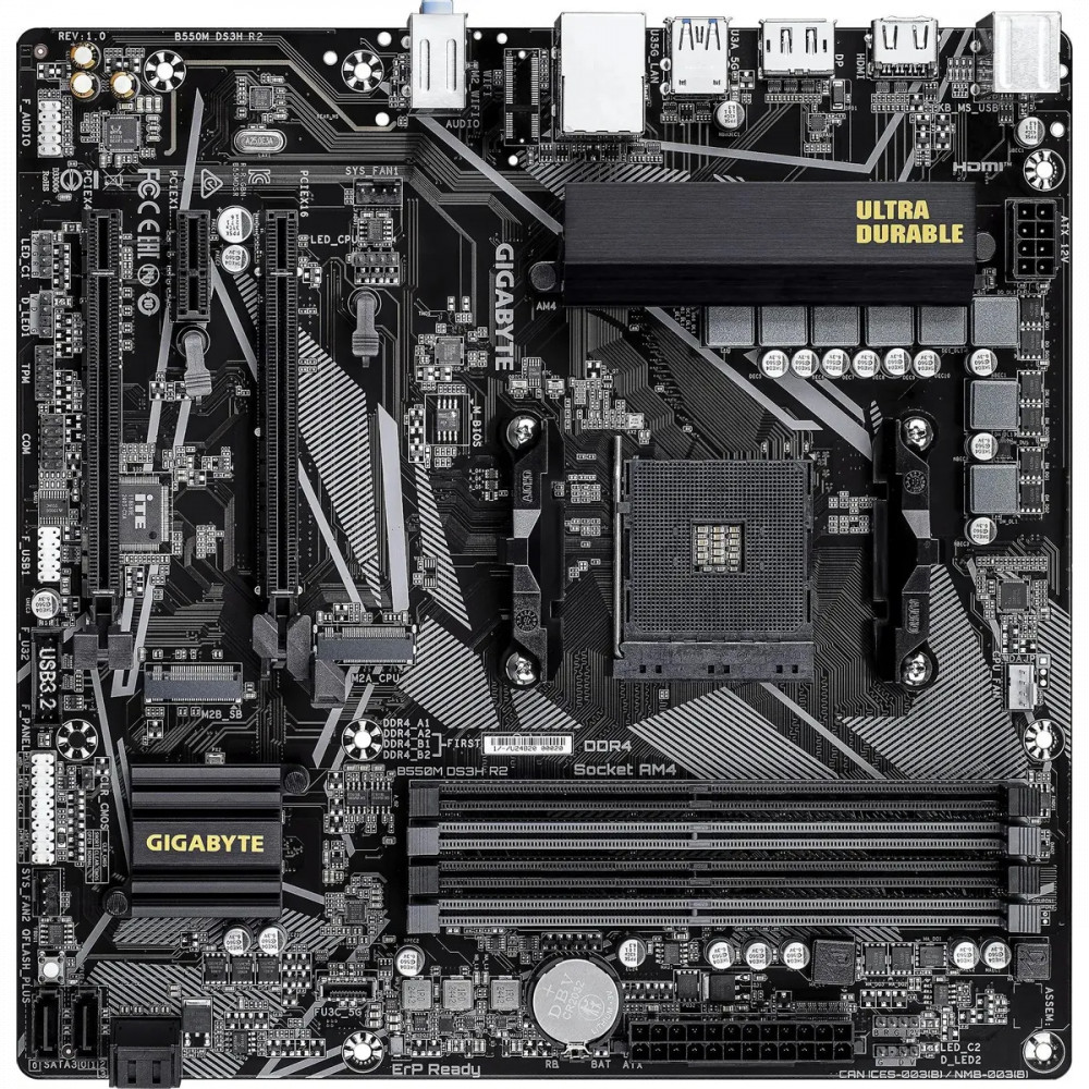 Материнская плата Gigabyte B550M DS3H R2 Micro-ATX, AMD AM4 — фото товара